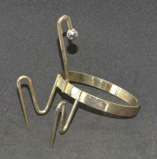 Vintage Anchor Hocking Chip And Dip Metal Holder Gold Toned Bracket Old Style