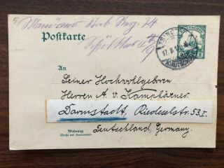 China Old Postcard German Post Tsingtau To Germany 1912