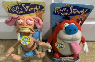 1992 Vintage Ren And Stimpy Plush Dolls Nickelodeon Mib