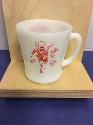 Vintage 1960’s Rare Anchor Hocking Fire King Batman Robin Boy Wonder Red Mug