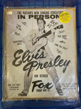 Vintage Elvis Presley 1956 Detroit Concert Fox Poster Sign 50s