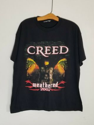Creed Weathered World Tour Concert T - Shirt 2002 Size Xl 2 - Sided Large Graphics