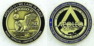 Nasa Apollo 11 Medallion 50th Anniversary Contains Flown Command Module Metal.