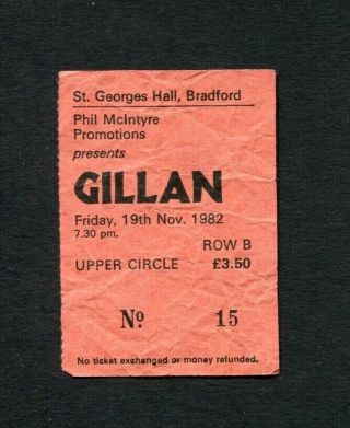 1982 Ian Gillan & Spider Concert Ticket Stub Bradford Uk England Magic Tour