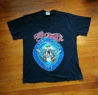 Vintage 80s Aerosmith Aero Force One Band Tour T Shirt - Size Xl - Pump