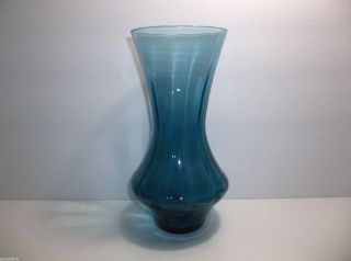 Vintage Mid Century Italian Art Glass Vase 9 " Blue