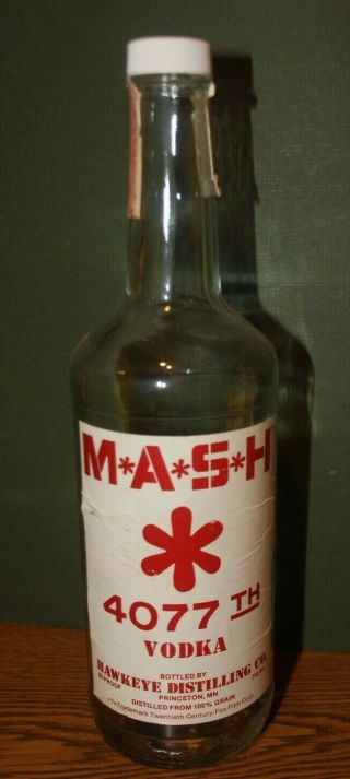 Vintage M A S H 4077th Vodka Bottle - Hawkeye Distilling 750ml - Mash (empty)