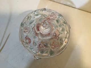 Mikasa Bella Rose Pink Frost Crystal covered footed candy bowl dish Germany 2