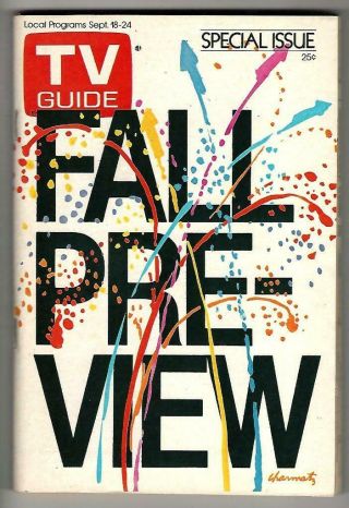 Tv Guide Sept.  18 - 24,  1976 Fall Preview Painted Cover (ny Mkt)