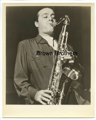 Vintage 1940s American Jazz Saxophonist Flip Phillips W/saxophone Photo