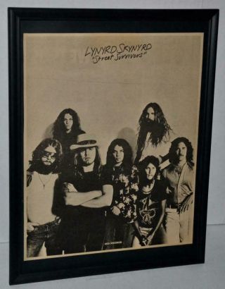 Lynyrd Skynyrd 1977 Street Survivors Lp Promotional Framed Poster / Ad