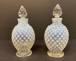Fenton Blue Opalescent Perfume Bottles (pair)