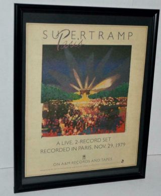 Supertramp 1980 Paris Framed Promotional Poster / Ad