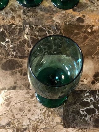 Vintage Libbey Water Goblet Wine Glass Teardrop Set of 4 Green Gold Rim 3