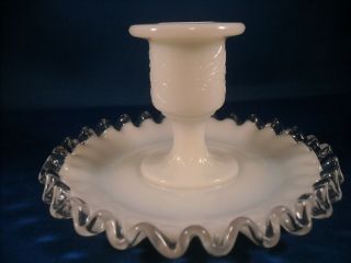 Fenton Silvercrest (" Unique And Rare ") White Milk Glass Candlestick