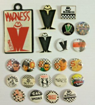 Madness,  Nutty Boys & Specials: 22 Vintage Button Pin Badges Ska 2 - Tone 1979/80s