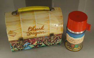 Vintage Chuck Wagon Dome Top Lunch Box With Thermos By Aladdin