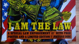 ANTHRAX I am the Law promo Poster,  1987.  Thrash Metal,  Slayer,  Judge Dredd 3