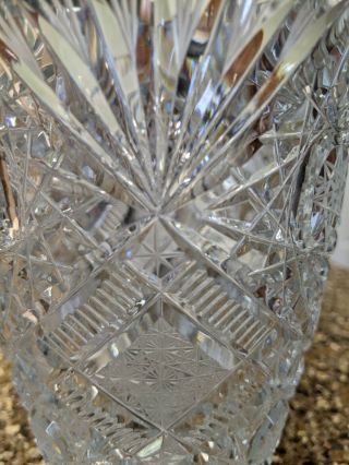 Large VINTAGE Gorgeous Czech Bohemian Hand Cut Crystal Glass Vase 3