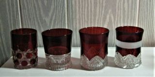 Eapg 4 Ruby Stained Tumblers 1890 