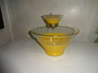 Vintage Anchor Hocking Chip And Dip Set,  Blendo Yellow Glass Mid Century Modern
