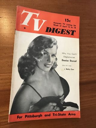 Tv Digest 4/12/52 Denise Darcel Sammy Davis Jr.  Rocky Graziano Vs Ray Robinson