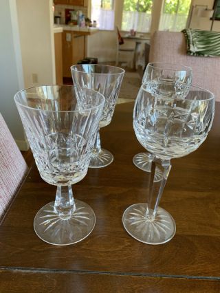 Pair Waterford Lismore Elegant Crystal Water Goblets 6 7/8 "
