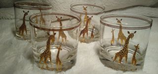 Vintage Libby Glasses Gold Giraffe (set Of 4) Juice,  Cocktail Wiskey Glasses
