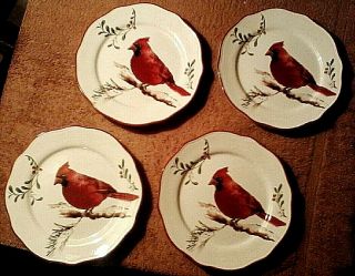 Set Of 4 Better Homes & Gardens 2011 Heritage Col.  Winter Forest Salad Plates
