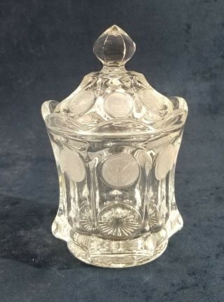 Vintage Fostoria “coin” Glass Crystal Covered Candy Jar