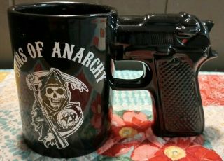 Sons Of Anarchy Grim Reaper Coffee Mug Pistol Gun Grip Handle 2012