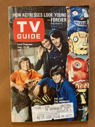 Tv Guide 1967 The Monkees Davy Jones,  Micky,  Mike,  & Gene.