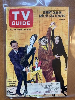 Tv Guide 1965 The Addams Family John Astin Carolyn Jones 657 Halloween Vtg Ex
