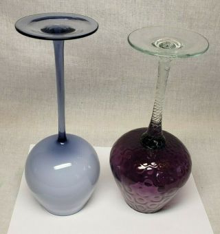 2 Large Vintage Amethyst Purple Art Glass Brandy Snifters Murano ? 2
