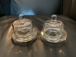 Dome Glass Crystal Clear Individual Butter Pat Dish Set Of 2 Colony Romania