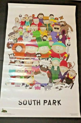 1998 Comedy Central South Park Large Poster Full Cast Cartoon Funky Enterprises