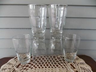 Set Of 6 Vintage Libbey Clear Glass Etched Tumblers 5 1/4 " Tall