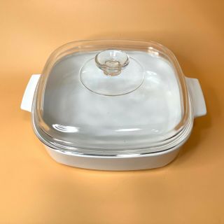 Vintage Corning Ware White A 10 " Casserole Dish With Pyrex Lid A - 10 Usa