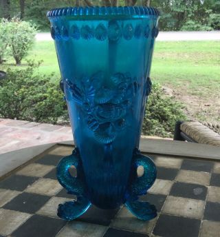 Vtg Glass Westmorland Cobalt Blue Argonaut Vase