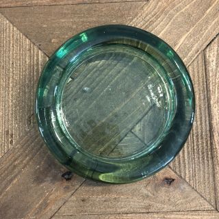 Solid Green Glass Thick Bubble Dish Ash Tray Candle Holder 6in