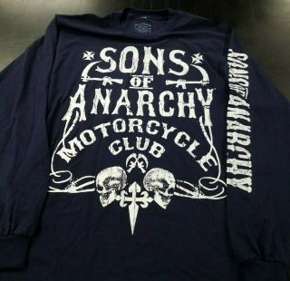 Sons Of Anarchy Motorcycle Club Official Long Sleeve Navy Shirt