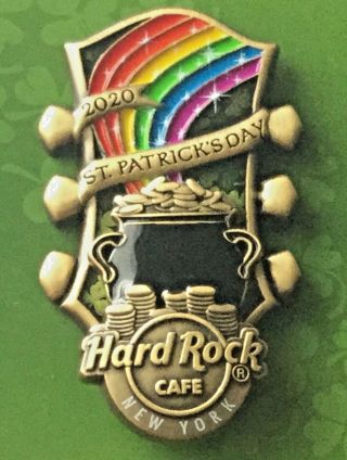 2020 Hard Rock Cafe York City 3d St.  Patrick’s Day Guitar Headstock Le Pin
