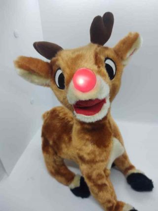 15 " Vintage Gemmy Rudolph The Red Nosed Reindeer Talking Singing Animated Plush
