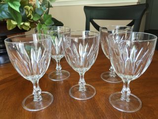 Five (5) Vintage Cut Crystal Clear Wine Water Goblets - Made In Italy - 6 1/8 "
