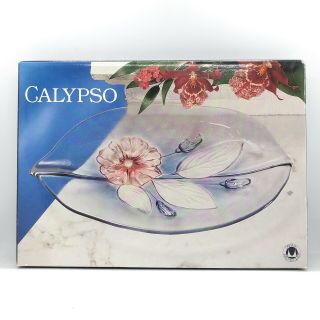 Vintage Mikasa Calypso Crystal Oval Plate 11 Inch West Germany Flower