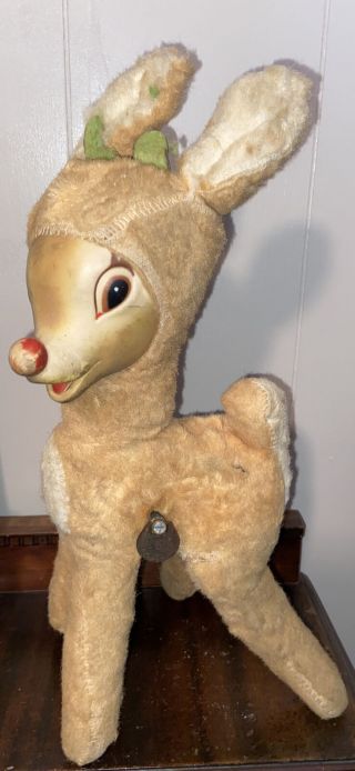 Vtg Christmas Rudolph The Red - Nosed Reindeer Gund Musical Plush 60s