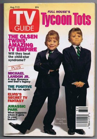 Vintage August 7 1993 Tv Guide No Label Olsen Twins Full House