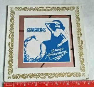 Vintage Scorpions Savage Amusement Carnival Prize Mirror In Cardboard Holder