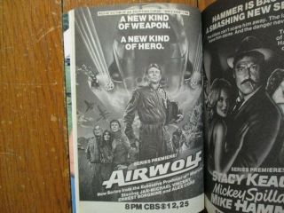 1984 Tv Guide (airwolf Premiere/olivia Newton - John/cybill Shepherd/hogan 