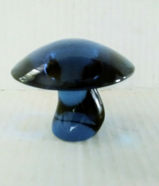 Vintage Viking Glass Blue Bluenique Mushroom Mid Century Mcm 2 1/2 " X 3 "